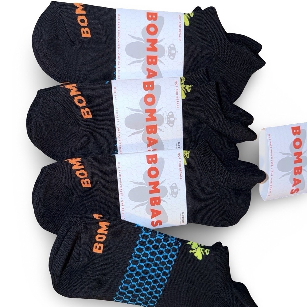 Bombas Ankle Socks Sz M 12 Pair Black Honeycomb Unisex W 8-10.5 M 6-9 FREE SHIP - Picture 8 of 10